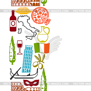 Italy seamless pattern. Italian symbols and objects - vector clipart