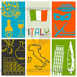 Italy background design. Italian symbols and objects - vector image