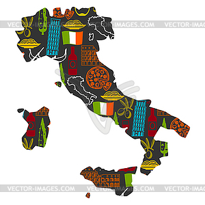 Italy background design in shape of map. Italian - vector EPS clipart