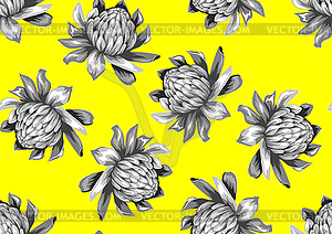 Seamless pattern with etlingera flowers. - vector clip art