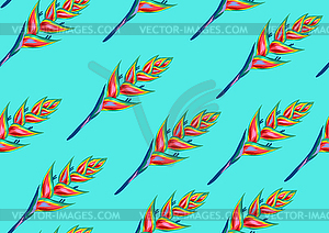 Seamless pattern with heliconia flowers. - vector clipart