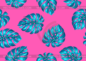 Seamless pattern with monstera leaves. Decorative - vector image