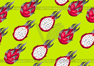 Seamless pattern with dragon fruits. tropical plant - vector image
