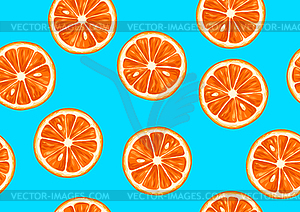 Seamless pattern with tropical citrus fruits sliced - vector image