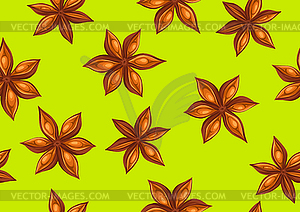 Seamless pattern with anise stars. Decorative - stock vector clipart