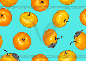 Seamless pattern with mandarins. Tropical fruits an - vector clip art