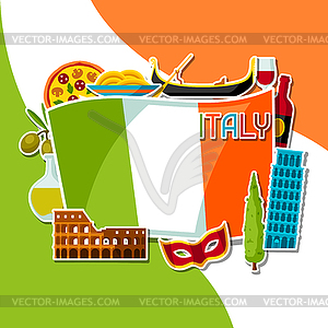 Italy background design. Italian sticker symbols an - color vector clipart