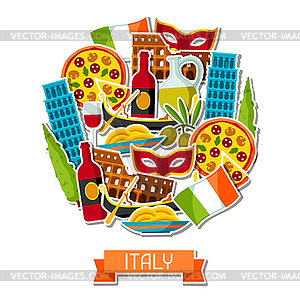 Italy background design. Italian sticker symbols an - vector clip art