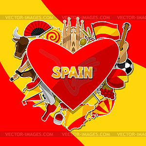 Spain background design. Spanish traditional sticke - vector clip art