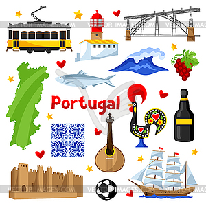 Portugal icons set. Portuguese national - vector clip art