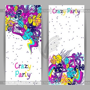 Trendy colorful banners crazy party. Abstract moder - vector image