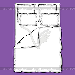 Bed linen template with pillows, duvet cover and - vector EPS clipart