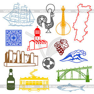 Portugal icons set. Portuguese national - vector clip art