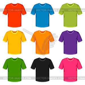 Colored t-shirts templates. Set of promotional and - vector clipart