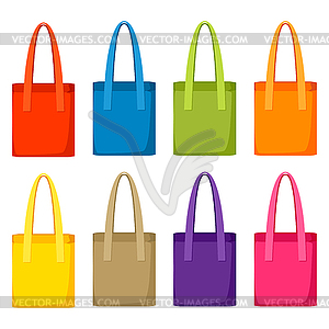 Colored bags templates. Set of promotional gifts an - vector image