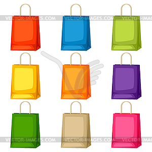 Colored shopping bags templates. Set of - royalty-free vector image