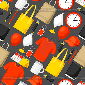 Seamless pattern with promotional gifts and - vector clipart