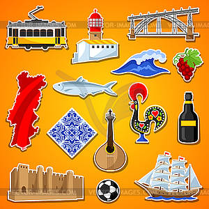 Portugal stickers set. Portuguese national - vector clipart