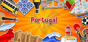 Portugal banner with stickers. Portuguese national - vector clip art