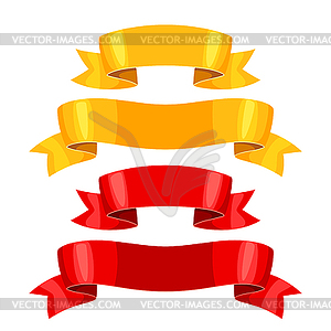 Realistic gold and red ribbons. Set of banners for - vector clip art