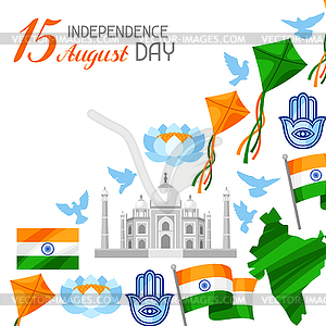 India Independence Day greeting card. Celebration 1 - color vector clipart