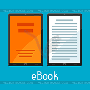 E-book concept. Tablets with book. Digital library - vector clipart