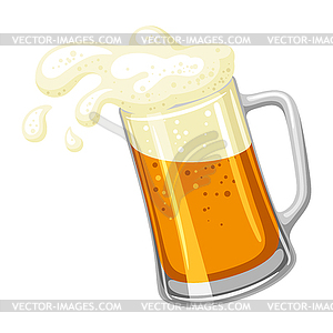 Mug with light beer and froth. for Oktoberfest - vector clipart