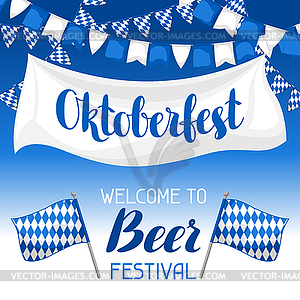 Oktoberfest. Welcome to beer festival. Invitation - vector image