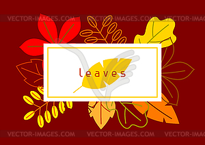 Карточка со стилизованной осенней листвой. Падающие листья i - изображение векторного клипарта
