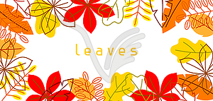 Banner with stylized autumn foliage. Falling - vector clip art