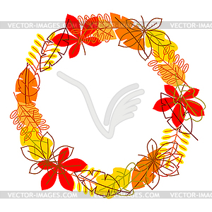 Frame with stylized autumn foliage. Falling leaves - vector clipart / vector image