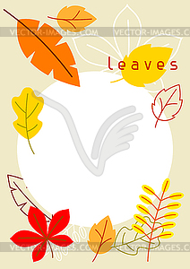 Card with stylized autumn foliage. Falling leaves i - vector clipart