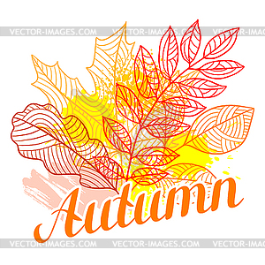 Floral background with stylized autumn foliage. - vector clipart
