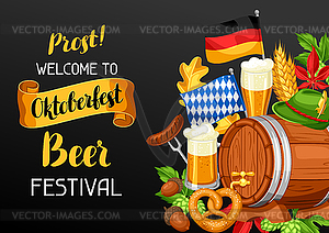 Oktoberfest. Добро пожаловать на фестиваль пива. Приглашение - графика в векторе