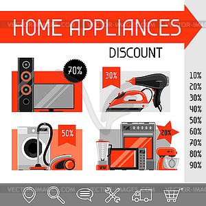 Website template with home appliances. Household - vector image