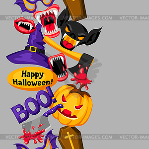 Счастливый фон на Хэллоуин с мультяшный праздник - векторное изображение EPS