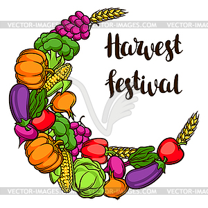 Harvest decorative element. Autumn with ribbon, - vector image