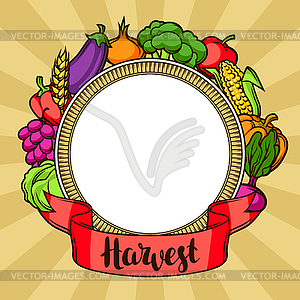 Harvest decorative element. Autumn with ribbon, - vector clip art