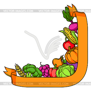 Harvest decorative element. Autumn with ribbon, - vector clipart