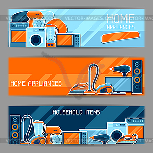 Banners with home appliances. Household items for - stock vector clipart