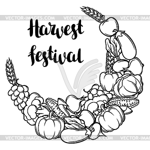 Harvest decorative element. Autumn with ribbon, - vector clip art