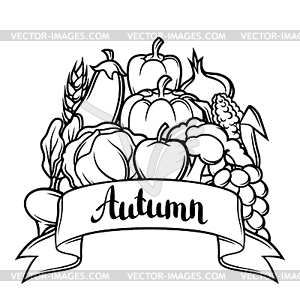 Harvest festival background. Autumn with seasonal - vector clipart / vector image