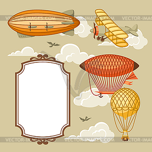 Travel background with retro air transport. - vector clipart