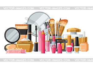 Cosmetics for skincare and makeup. Banner for - vector image