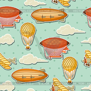 Seamless pattern with retro air transport. Vintage - stock vector clipart