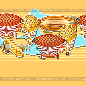 Seamless pattern with retro air transport. Vintage - vector clip art