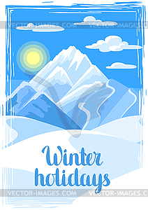 Winter holidays . Beautiful landscape with snowy - vector clip art