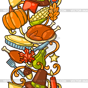 Happy Thanksgiving Day seamless pattern with holida - vector clip art