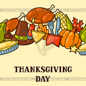 Happy Thanksgiving Day seamless pattern with holida - vector clipart