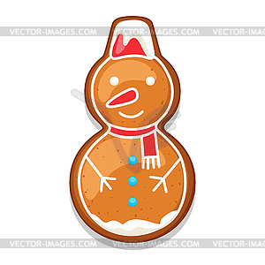 Gingerbread cookies snowman. Merry Christmas sweets - vector clipart
